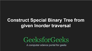 Construct Special Binary Tree from given Inorder traversal  GeeksforGeeks [upl. by Nole451]