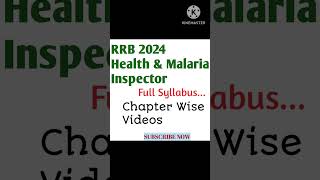 RRB Health and Malaria Inspector Vacancy 2024 Online class Chapter wise [upl. by Kaine]