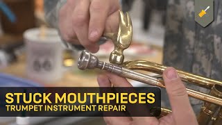 How to fix a stuck trumpet mouthpiece  Instrument Repair at Home [upl. by Lairea]