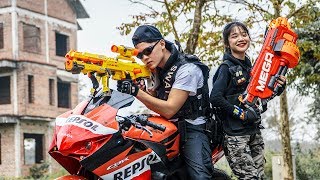 LTT Game Nerf War  Winter Warriors SEAL X Nerf Guns Fight Criminal Group Rocket Moto Bay [upl. by Eilliw224]