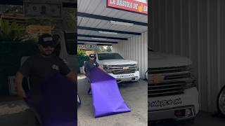 Preparing chevy silverado for exotic satin purple chrome wrap silverado wrap viralshorts [upl. by Lem]