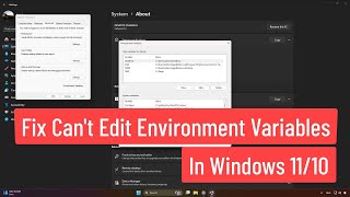 Fix Cant Edit Environment Variables In Windows 1110  How To Add Environment Variable If Disabled [upl. by Nairehs]