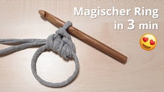 ❤️Magischer Ring häkeln  Ganz Einfach  Fadenring Magic Ring [upl. by Neelrad]