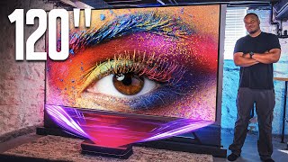 A 120 Inch Triple Laser Projector With A Screen That Moves [upl. by Catarina343]