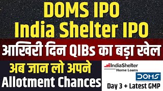 FINAL DAY REVIEW🔥DOMS IPO Allotment Chances  DOMS IPO Latest GMP  India Shelter IPO [upl. by Fanchet153]