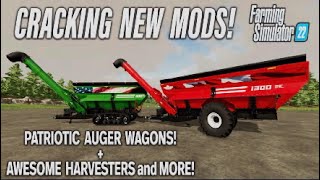 PATRIOTIC AUGER WAGONS FS22  CRACKING NEW MODS  Review Farming Simulator 22 PS5  29th Mar 22 [upl. by Abocaj]