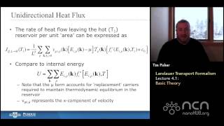 nanoHUBU Thermal Energy at the Nanoscale L41 Landauer Transport Formalism  Basic Theory [upl. by Einnaj]