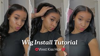 The EASIEST wig install EVER ft West Kiss Hair💋  pre pluckedpre bleached no styling needed [upl. by Nowell]