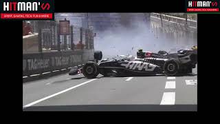 Sergio Perez BIG Crash  F1 2024 Monaco Grand Prix [upl. by Duffie]