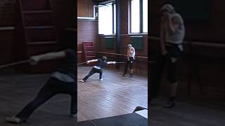 Slow motion fencing 🤪 Student actors humor acting stagefencing stuntfight stagefight [upl. by Ahsieyt]