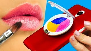 DIY COMO HACER FUNDAS CASERAS PARA CELULARES  7 IDEAS DE MAQUILLAJE [upl. by Ianej]