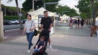 Walk Tour through street market in Santa Susanna Promenade by night Summer 2024 [upl. by Hovey]