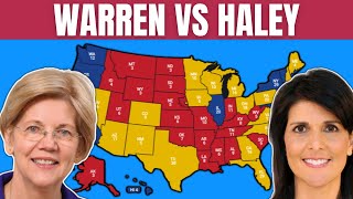 2024 Hypothetical Election  Elizabeth Warren vs Nikki Haley [upl. by Ydnew]