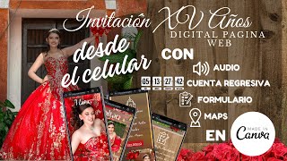 Como hacer Paso a Paso una invitación digital Interactiva de 15 años con tu celular en Canva Gratis [upl. by Macdougall330]