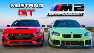 New Mustang V8 v BMW M2 DRAG RACE [upl. by Isidora768]