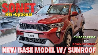 Kia Sonet HTE O Base Model Malayalam Review  New Kia Sonet Base Model With Sunroof [upl. by Haniraz]