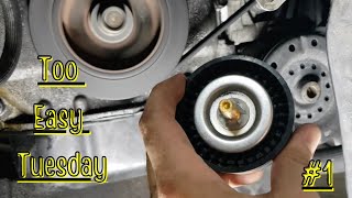 TET 1 Install Shorter Belt To Bypass Squeaky AC Compressor Pulley 08  11 Dodge Caliber SE [upl. by Aketahs]