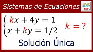 VALOR DE UNA CONSTANTE PARA SISTEMA DE ECUACIONES 2×2 CON SOLUCIÓN ÚNICA [upl. by Anohsal83]