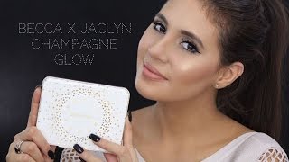 BECCA X JACLYN CHAMPAGNE GLOW PALETTE Review Demo and Swatches [upl. by Ffilc]