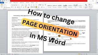 How to make one page landscape in Word Portrait amp Landscape in same Word  Page Orientation [upl. by Windham696]