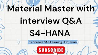 Material Master in S4HANA with interview questions  SAP MM  SAP Courses in Pune [upl. by Lebna934]