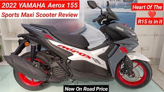 2022 Yamaha Aerox 155 Detailed Review  On Road Price Mileage Features  R15 Engine 😱  Aerox 155 [upl. by Ynaffets]