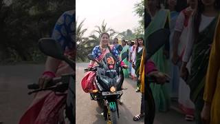 Pulsar 220 Bike Ride With Saree🔥 Public Reaction ladybiker trending shorts viral ytshorts [upl. by Ayifa]