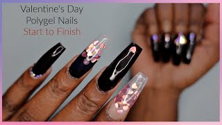 Start to Finish Polygel At Home Nails  Valentines Day Edition [upl. by Ettezel]