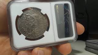 1785 Netherlands Utrecht 12 Silver Rider Ducaton NGC AU58 [upl. by Aretina]