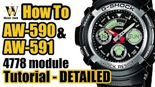 GShock AW590  module 4778 tutorial on how to setup and use all the functions [upl. by Haraj]