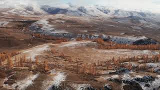 Majestic aerial view of Mountain Altai in late autumn season [upl. by Pelpel881]