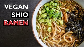 How to make vegan Ramen Recipe  Shio Broth  EASY Japanese Noodle Soup 塩ラーメン [upl. by Llennor]