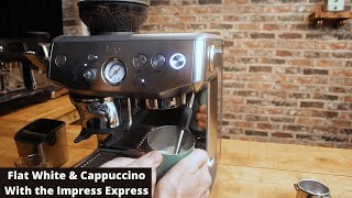 Sage Breville Barista Express Impress  Making Cappuccino amp Flat White [upl. by Alburg245]