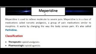 الحلقة  18   دواء البيثدين Pethidine او Meperidine [upl. by Eloccin213]