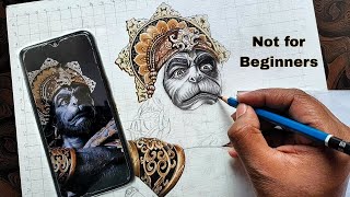 Hanuman ji drawing 🤫 My most detailed Drawing 🤯 Bajrang bali Drawing Step by step hindi tutorial [upl. by Xam]