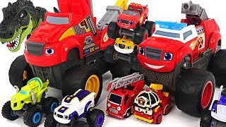 Blaze and the Monster Machines Transforming Fire Truck Defeat the dinosaurs DuDuPopTOY [upl. by Enidlareg342]