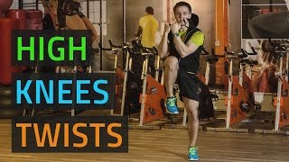 High Knees Twists  Standing Ab Exercise [upl. by Lacy]