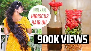 Homemade Hibiscus amp Methi Oil For Thick amp Dark Hair  Sushmitas Diaries [upl. by Heidi941]