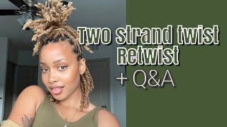 Two Strand Twist Loc Retwist  QampA and 22 Month Length Check [upl. by Burgwell]