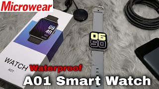 Microwear watch A01 Waterproof IP68 Wireless Charger Multiple Sports unboxing review [upl. by Aicats248]