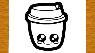 COMMENT DESSINER UNE TASSE DE CAFÉ À EMPORTER STARBUCKS MIGNON  Dessins faciles [upl. by Natsyrt63]