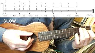 Tourdion  Ukulele fingerstyle tutorial SLOW and FAST [upl. by Dorn875]