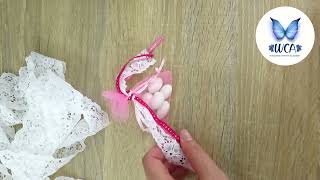 DIY Wedding Favours  Sugared Almonds in and Organza Bag Decorated with Ribbon and Lace [upl. by Enelyak]