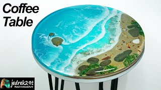 How to make an EPOXY OCEAN TABLE  resin art [upl. by Ahsirak]