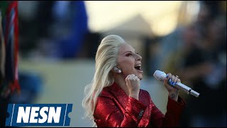 Lady Gaga Hits The Under For The National Anthem [upl. by Harikahs293]