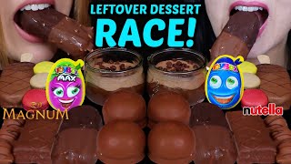 ASMR LEFTOVER DESSERT RACE CHOCOLATE MOUSSE CUP TOYBOX MAX EGGS DOUBLE MAGNUM KINDER FERRERO 먹방 [upl. by Illona]