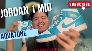 JORDAN 1 MID AQUATONE UNBOXING amp REVIEW [upl. by Sito]