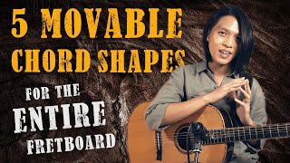 5 Movable Chord Shapes to Play EVERYTHING on Fretboard [upl. by Neelasor]