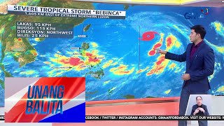 Bagyong may international name na “Bebinca” bahagyang humina September 13 2024  Unang Balita [upl. by Gad815]