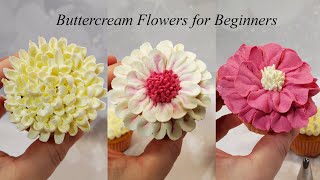 Cupcake Decorating Techniques  Buttercream Flowers for Beginners  EASY Buttercream Recipe amp Method [upl. by Nnylaf]